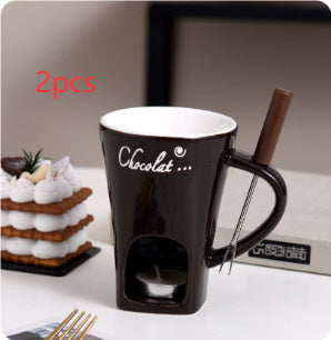 Fondue Mug Set Personal Mini Fondue Pots Chocolate Cheese Ice Cream Fondue Maker Kit Individual Butter Melter Cup Small Warmer Kitchen Gadgets