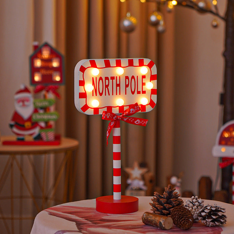 Christmas Road STOP Decorative Lights Wooden Atmosphere Led Colored Lamp