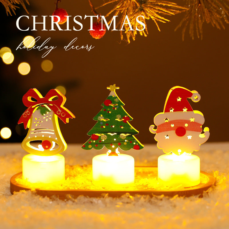 LED Electronic Candle Lights Christmas Trees Santa Claus Snowmen Creative Candles Small Night Lights Home Decorative Ornaments